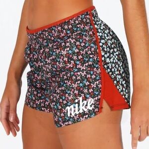 Nike Floral Print Running Shorts in Rust Multicolor Women's Size Small